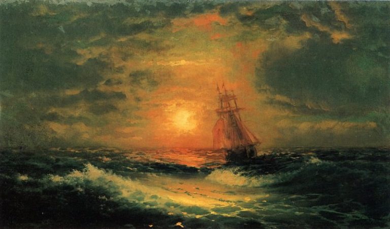 Закат на море 1851 39х67 картина
