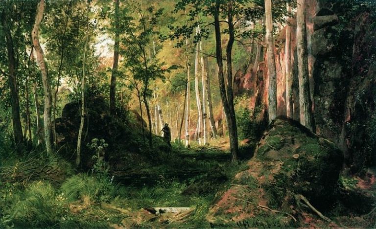 Пейзаж с охотником. Остров Валаам 1867 36х60 картина