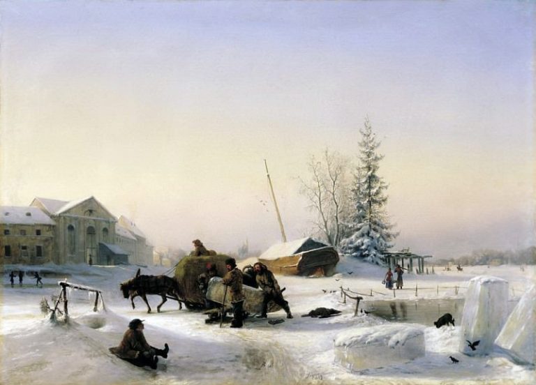 Возка льда. 1849 картина