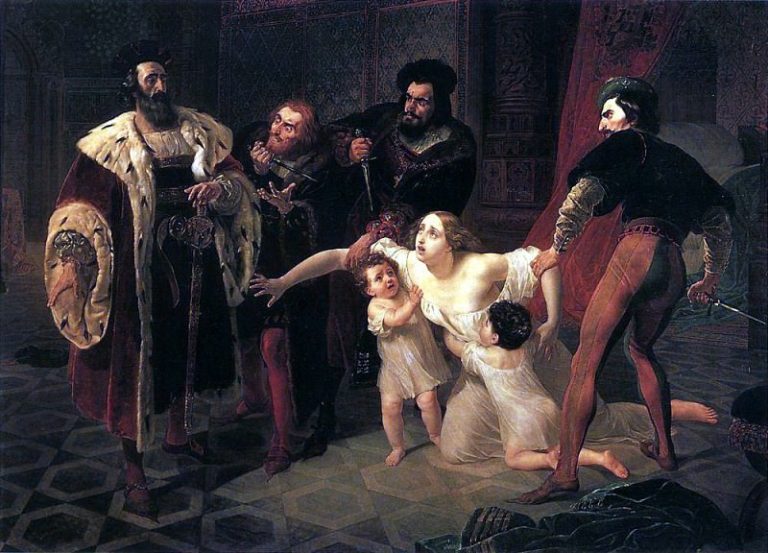 Смерть Инессы де Кастро. 1834 картина