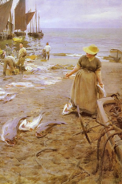Рыбный рынок в Сент-Иве картина