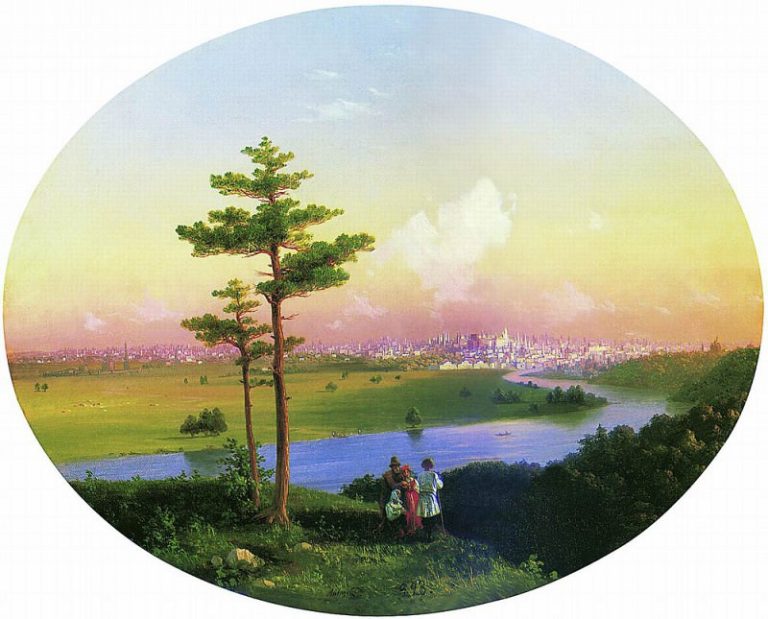 Вид на Москву с Воробьёвых гор 1848 40х51 картина