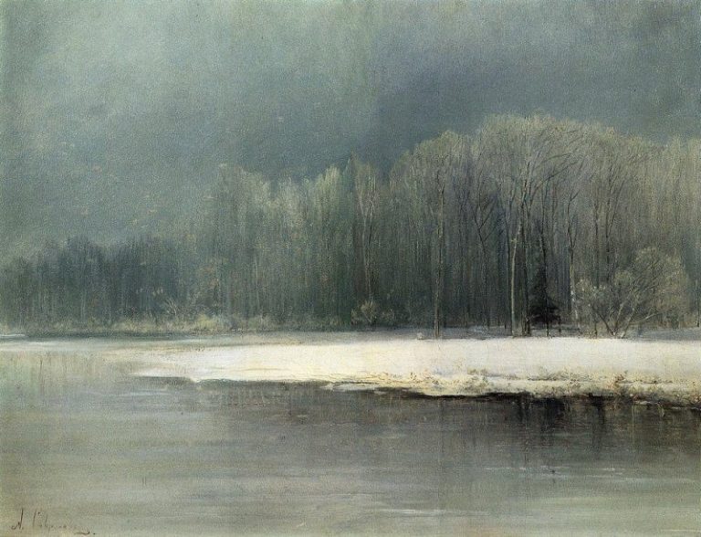 Зимний пейзаж. Иней. 1870-е картина
