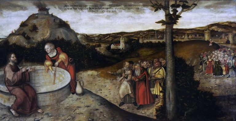 Лукас Кранах I – Христос и самаритянка у источника картина