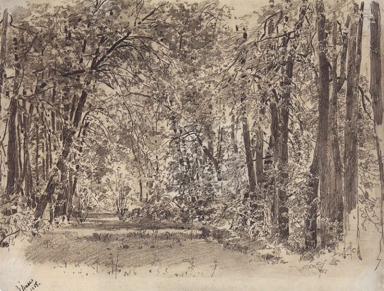 Аллея в старом парке. 1885 23х31 картина