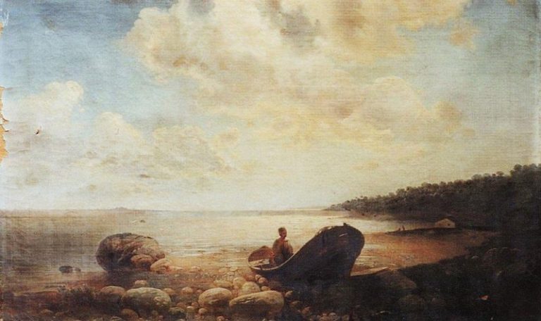 Пейзаж с лодкой. 1860-е картина