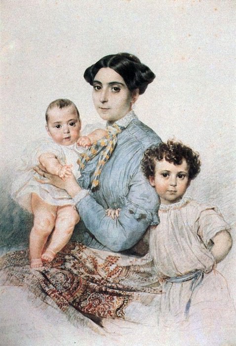 Портрет Терезы- Микеле Титтони с сыновьями. 1850-1852 картина