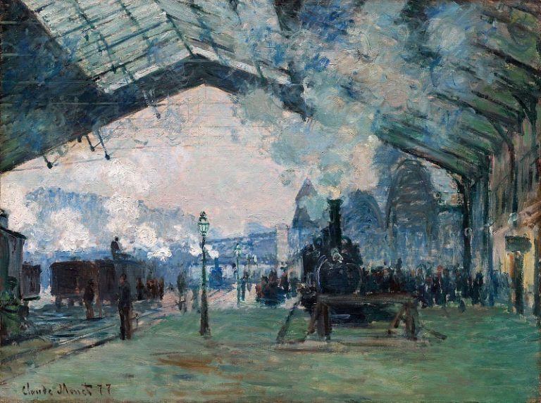 Прибытие нормандского поезда на вокзал Сен-Лазар картина