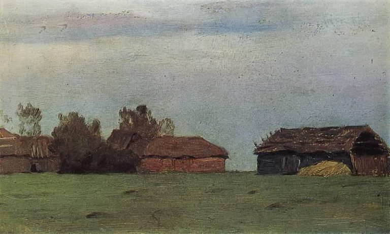 Пейзаж с постройками. 1890-е картина