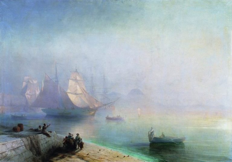 Неаполитанский залив в туманное утро 1874 148х214 картина