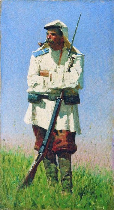 Туркестанский солдат в зимней форме. 1873 картина