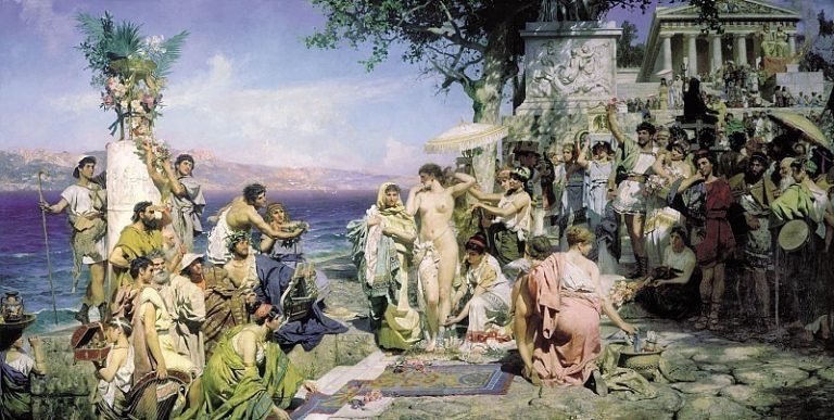 Фрина на празднике Посейдона в Элевзине картина