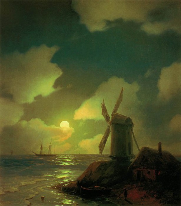Мельница на берегу моря 1851 50х57 картина