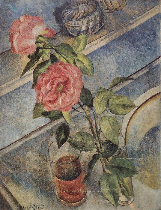 Натюрморт с розами. 1922 картина