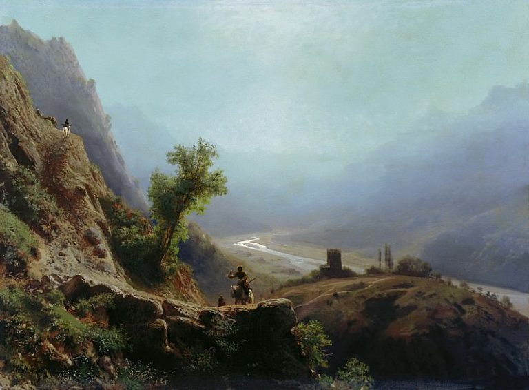 В горах Кавказа. 1879. Холст, масло картина
