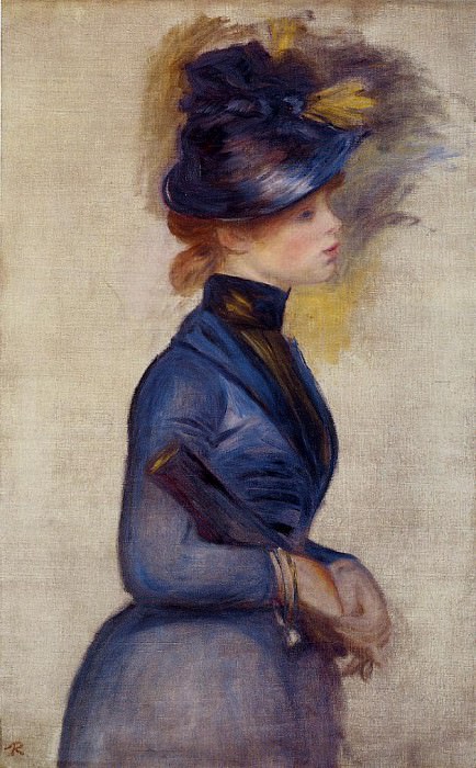 Молодая женщина в ярко-голубом в консерватории картина