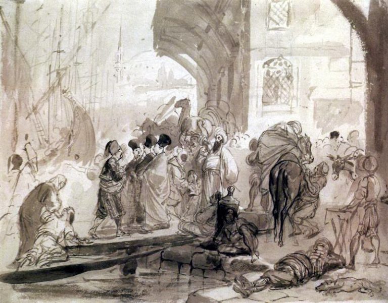 Гавань в Константинополе. 1835 картина