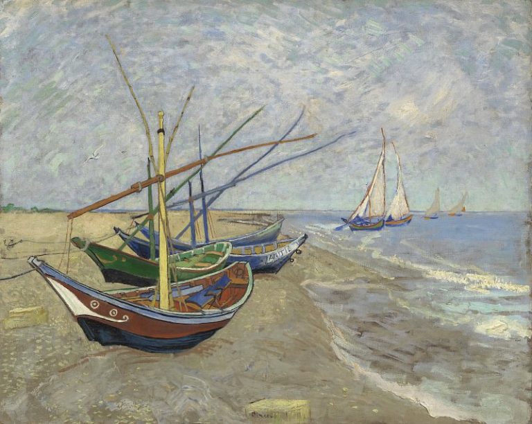 Рыболовные лодки на берегу Сент-Мари картина