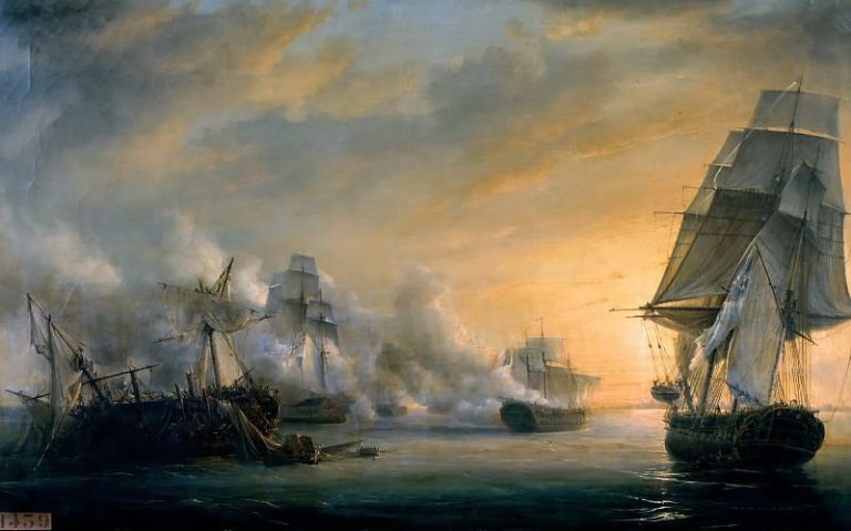 Пьер-Жюльен Жильбер – Морской бой между Французским и Английским флотами близ Кадиса 13 июля 1801 года картина