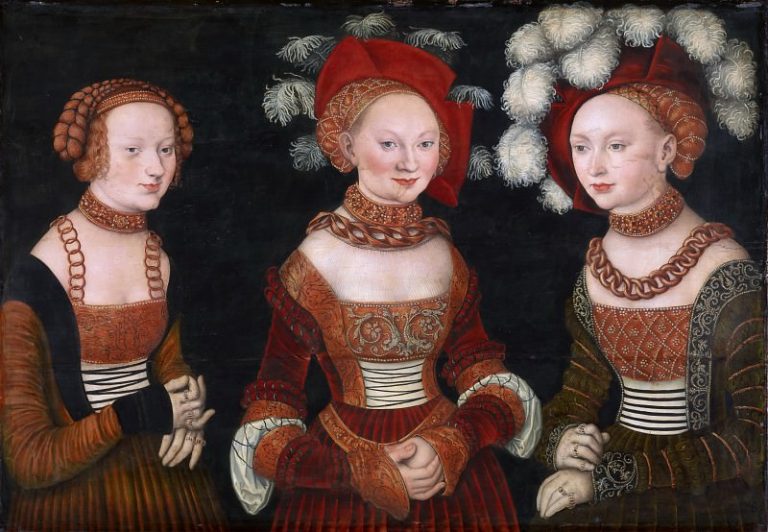 Лукас Кранах I – Принцессы саксонские Сибилла (1515-1592), Эмилия (1516-1591) и Сидония (1518-1575) картина