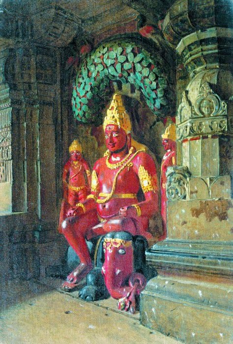 Статуя Вишну в храме Индры в Эллоре. 1874-1876 картина
