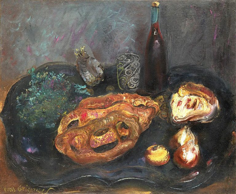 Натюрморт с хлебом и луком картина